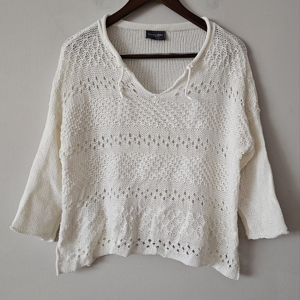 Wooden ships crop knit top
